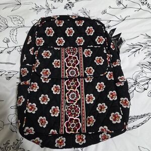 Vera Bradley Pirouette Black Medium Backpack Quilted Cotton